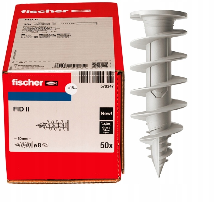 Ślimak do styropianu Kołek ślimak Fischer Fid II 50 mm 50 sztuk
