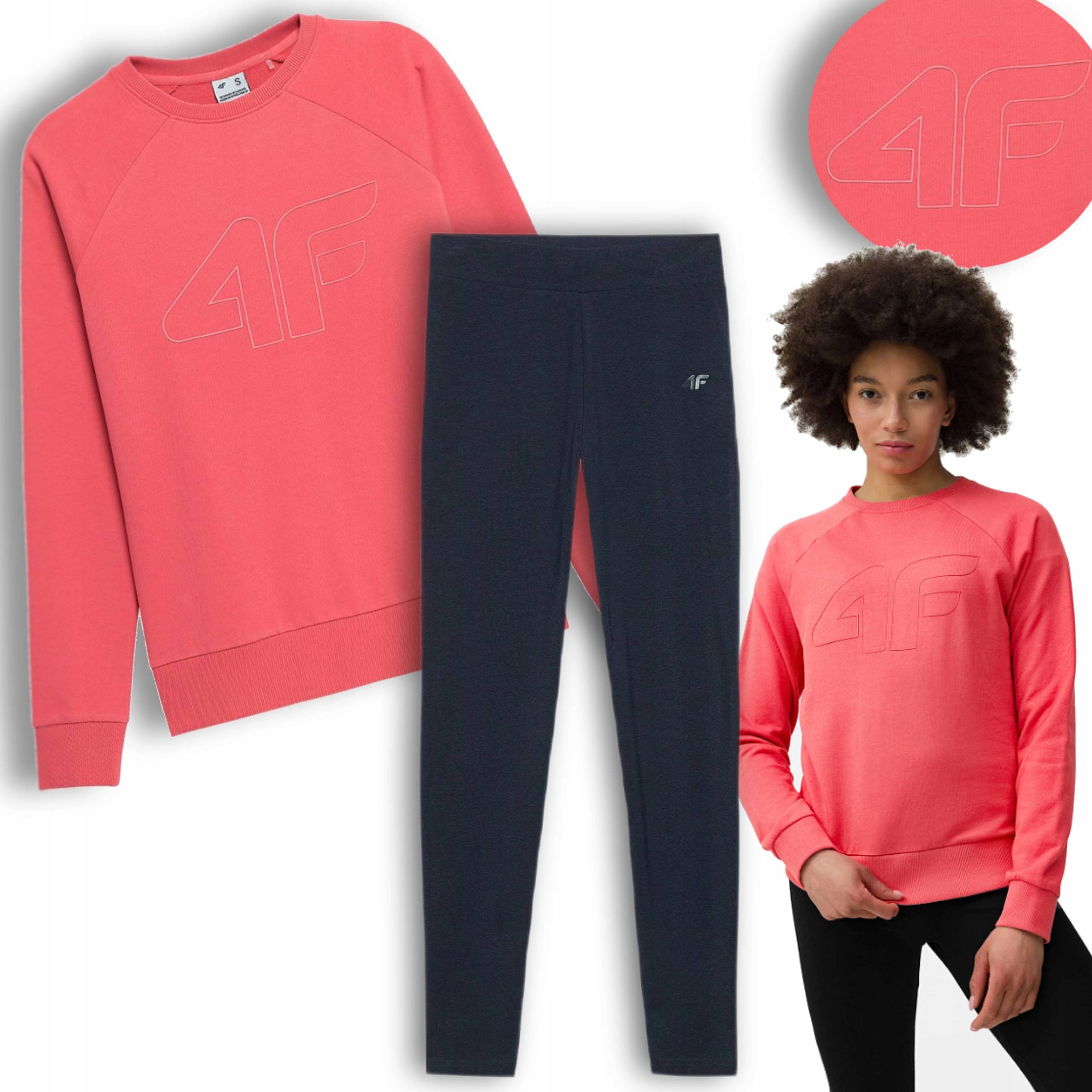 KOMPLET DRESOWY DAMSKI BLUZA LEGGINSY 4F SPORTOWY NA SIŁOWNIĘ TRENINGOWY