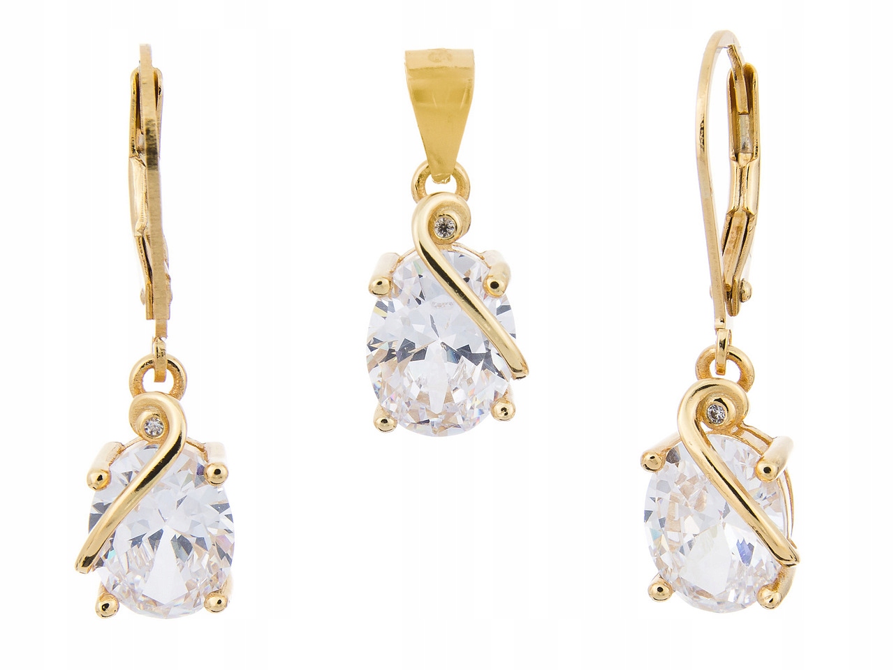 Stříbrný Komplet Pozlacený Kol+vis S Zirkony