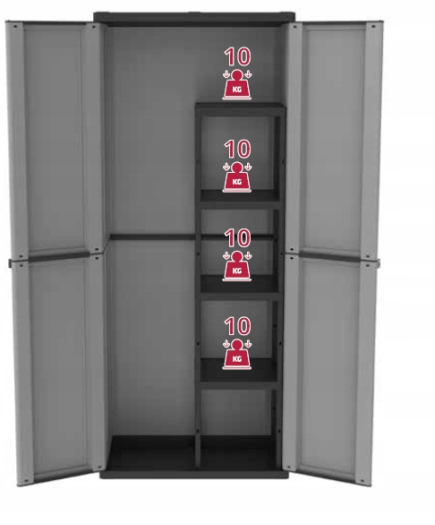 SZAFA SZAFKA OGRODOWA GARAZ BALKON PIWNICA POLKA Material plastic