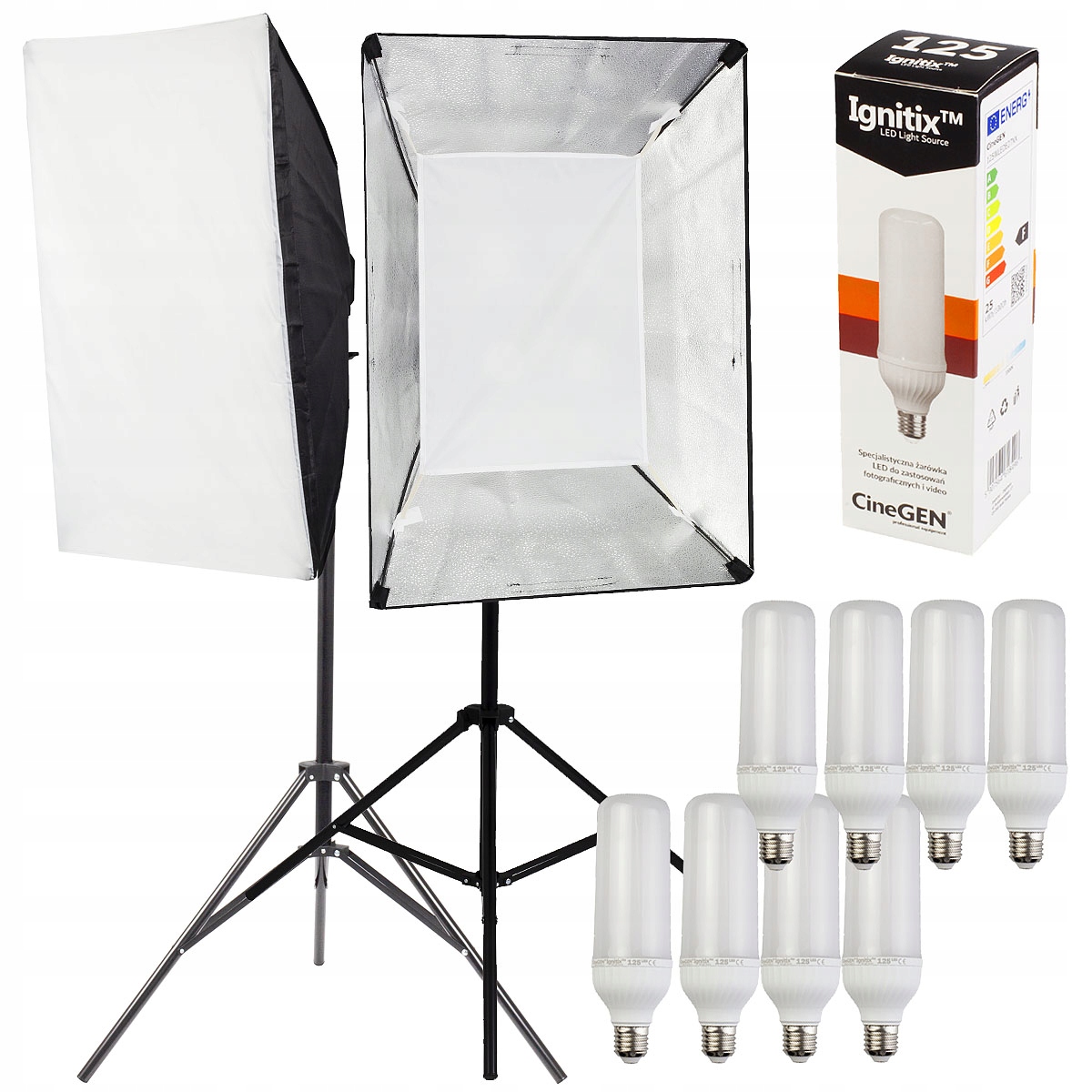 2x fotografická lampa Softbox 50x70 Žárovky 8x 125W Led