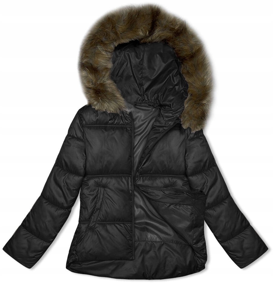 Zimní Bunda Kapuce B8190 Černá M (38)