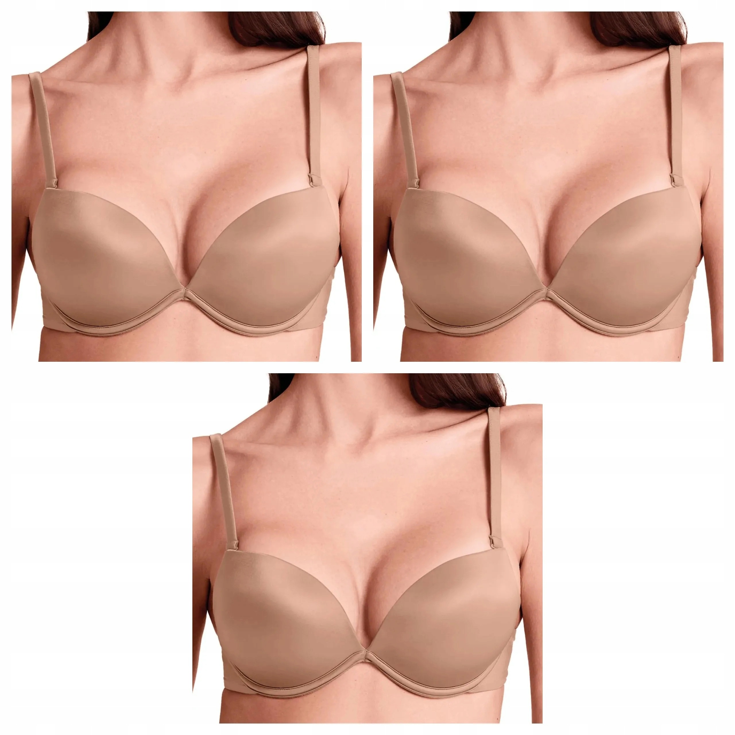 3x Podprsenka balkonetka s kosticemi Lormar Push-up 023L hnědá L