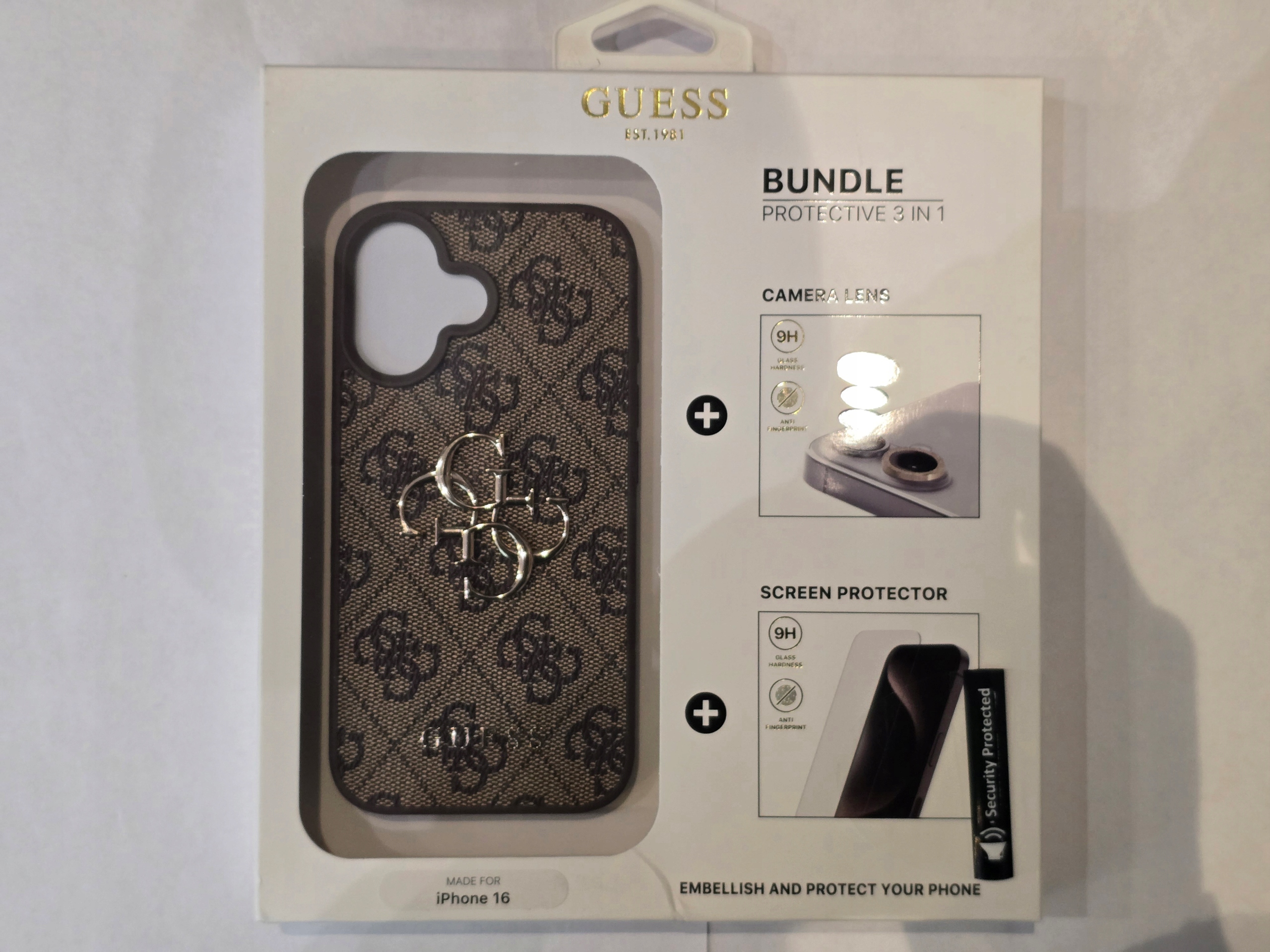 Guess zestaw 3 w 1 do Iphone 16 Brązowy