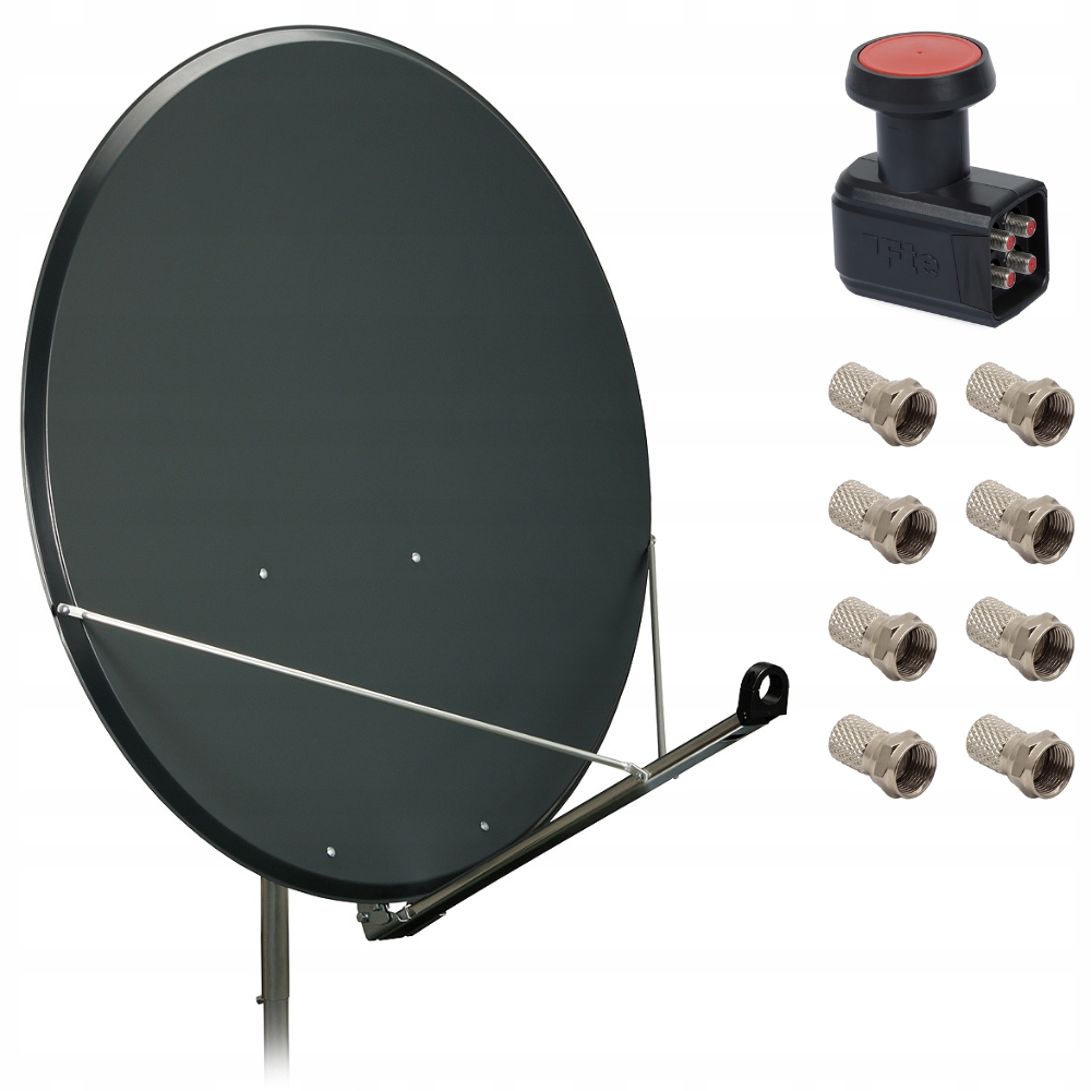 Antena satelitarna stalowa 100cm Famaval Trx-el Hd 4K grafit konwerter Quad