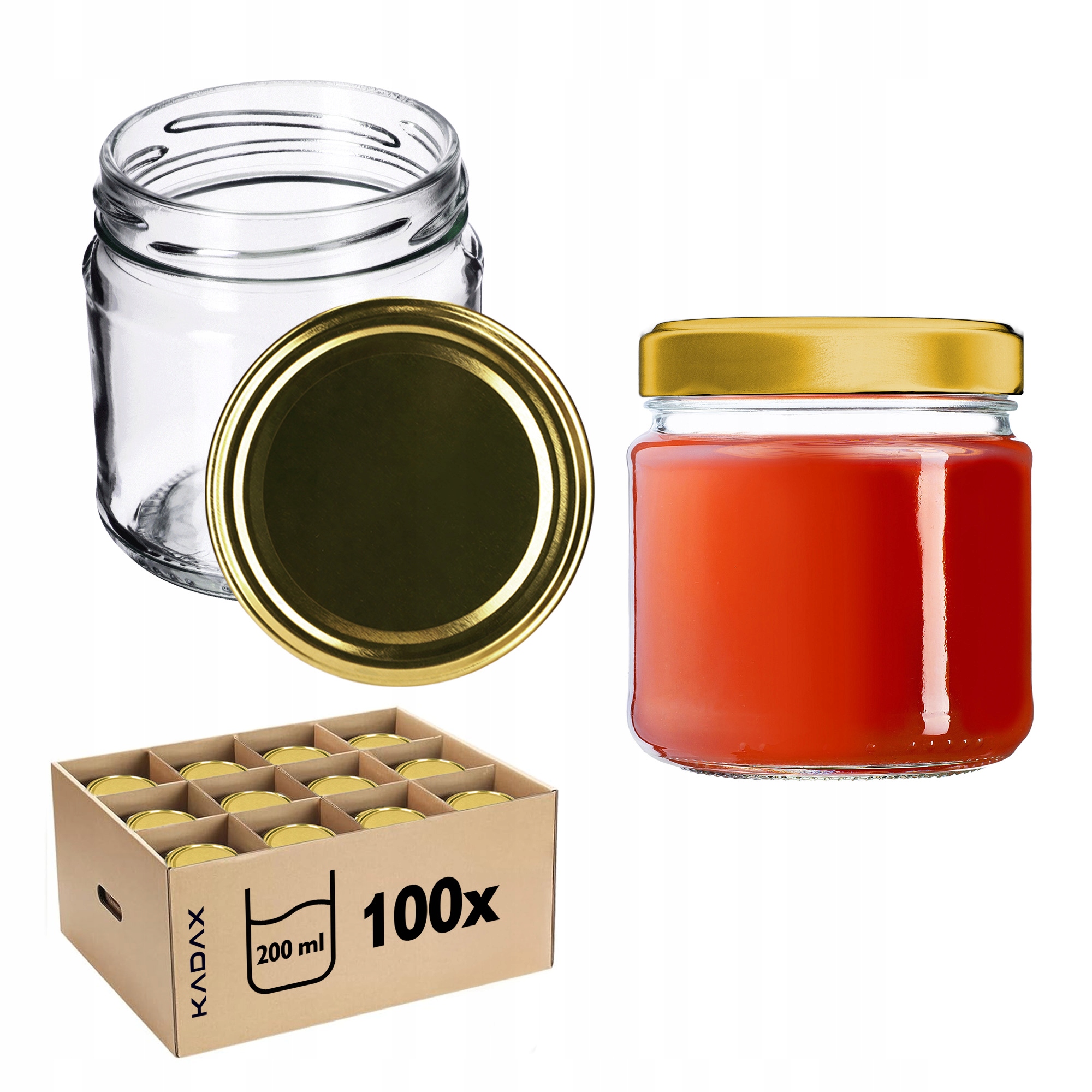 100 x Nádoba 200 ml Uzáver FI66 Na Zaváranie Džemom