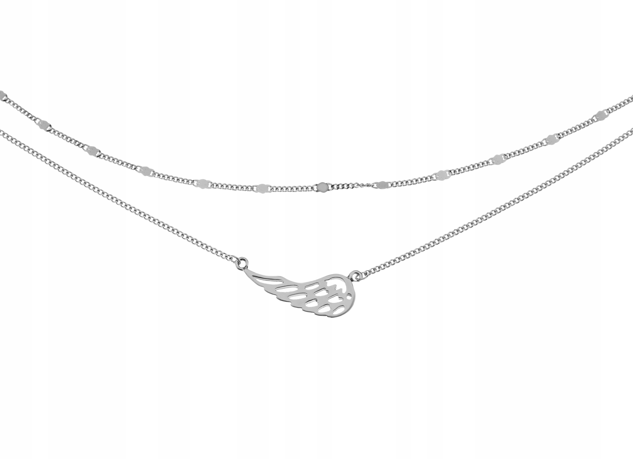 Stříbrný Náhrdelník Celebritka Andělské Křídlo Dvojitý Rodovaný Jako Dárek