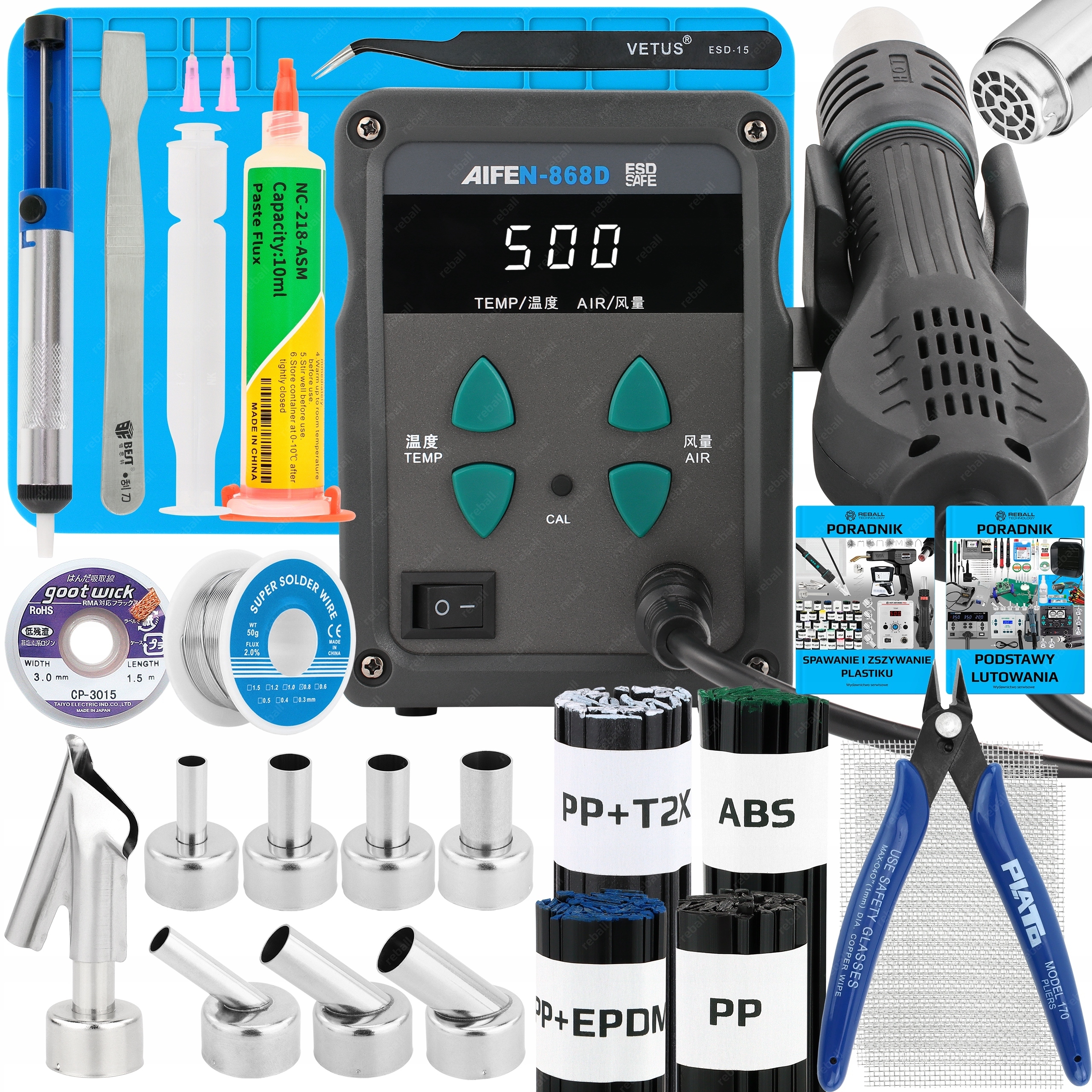 Set Pájecí Stanice Hot Air Svařovací Plast Aifen 868D 500C XXLv2