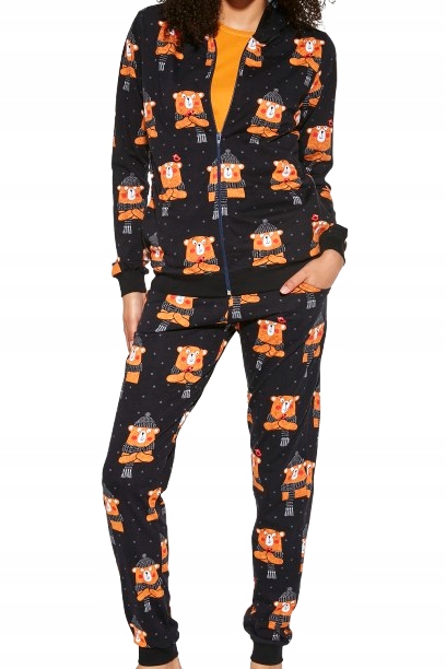 Dámské pyžamo 3-dílné Cornette 465/292 Bear 2 vel. M (38) medvídci černé