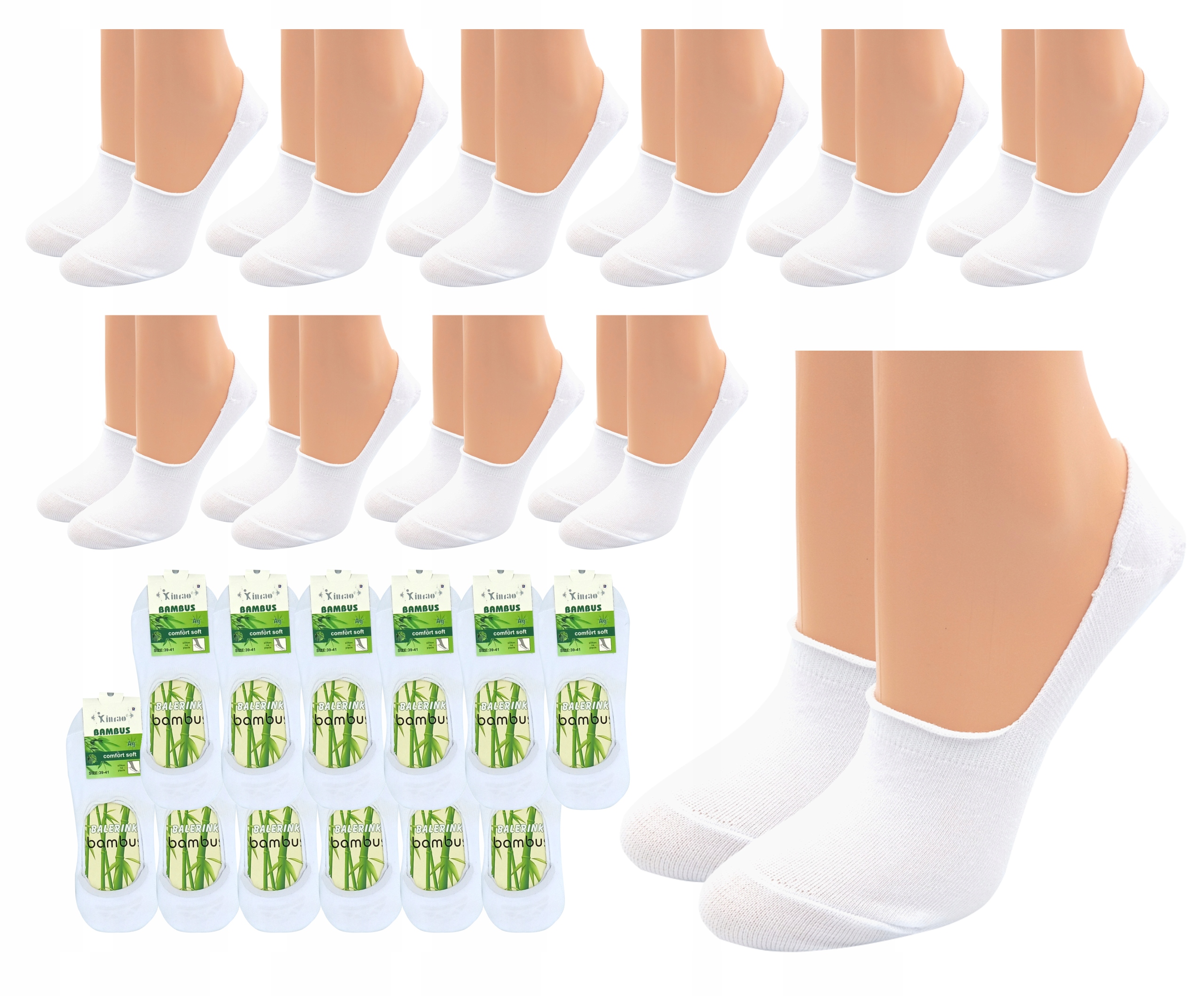 

12 Par Bambusowe Stopki skarpetki Silikon 39-41