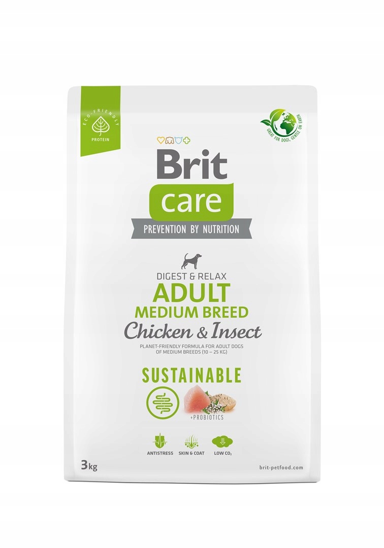 Levně Brit Care Sustainable Adult Medium Breed Chicken & Insect – suché krmivo pro dospělé