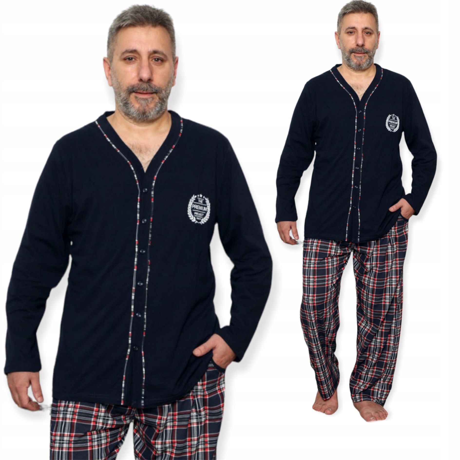 

Piżama Męska Długi Rękaw Duże Roz. Cała Rozpinana