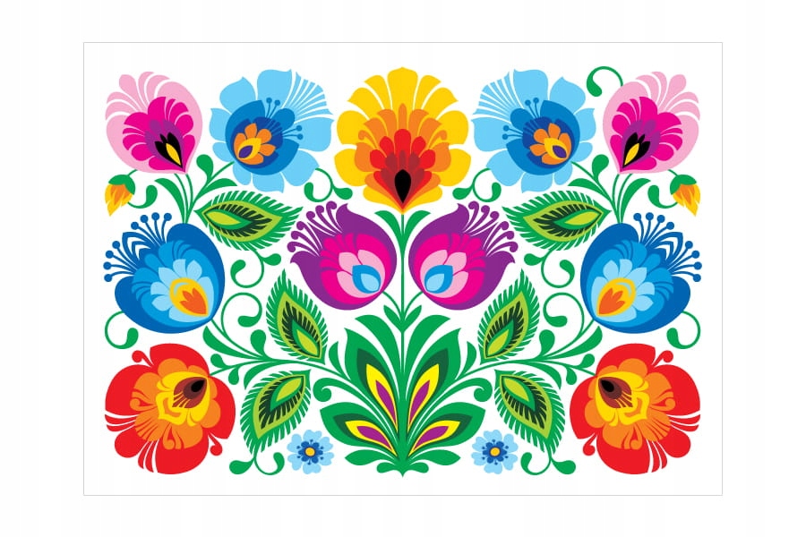 POCZTÓWKA FOLK - KODRA Z KWIATAMI - BIAŁA FOLKSTAR