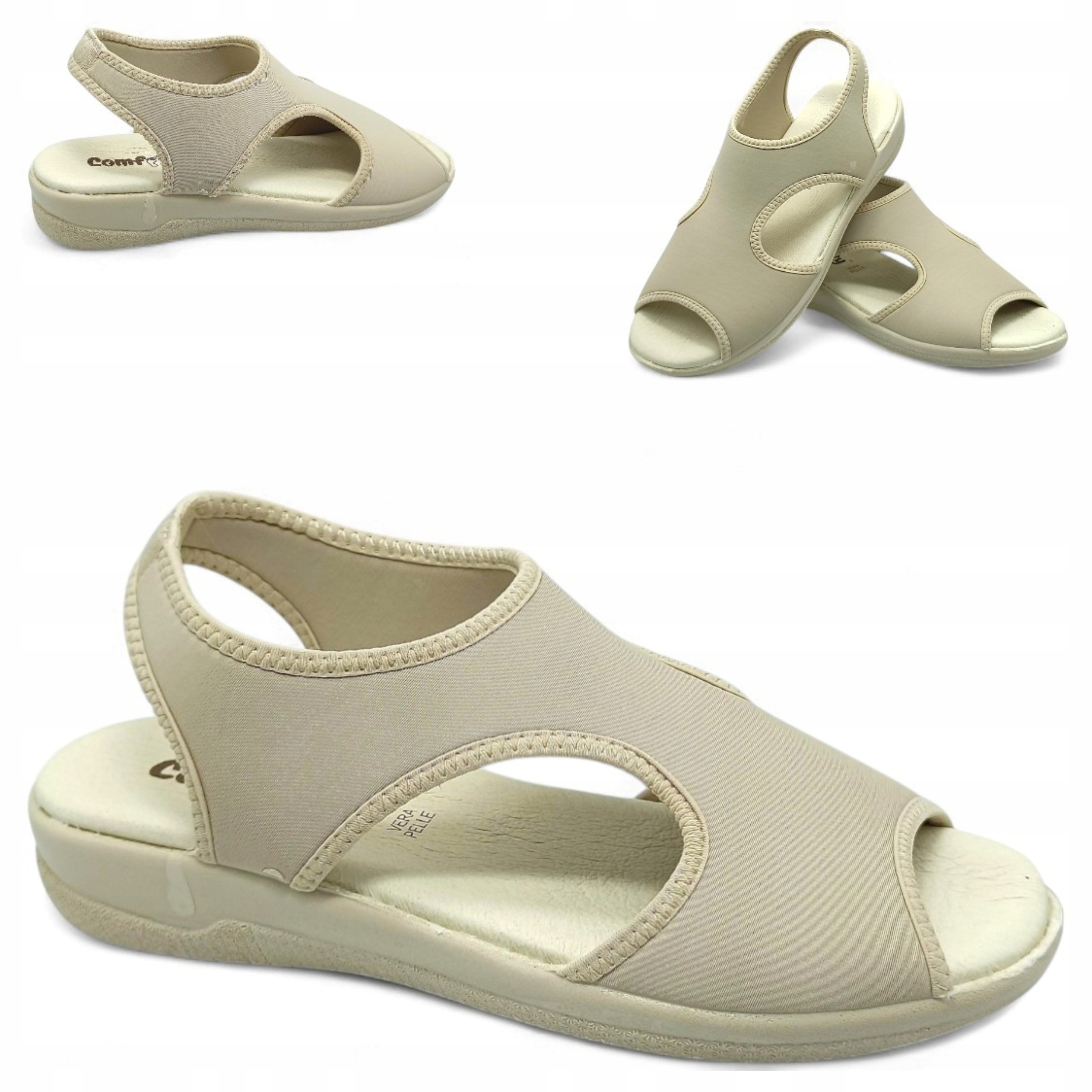 Dámské nazouvací sandály 41 Elastické na Haluksy Prodyšné Zdravotní béžové