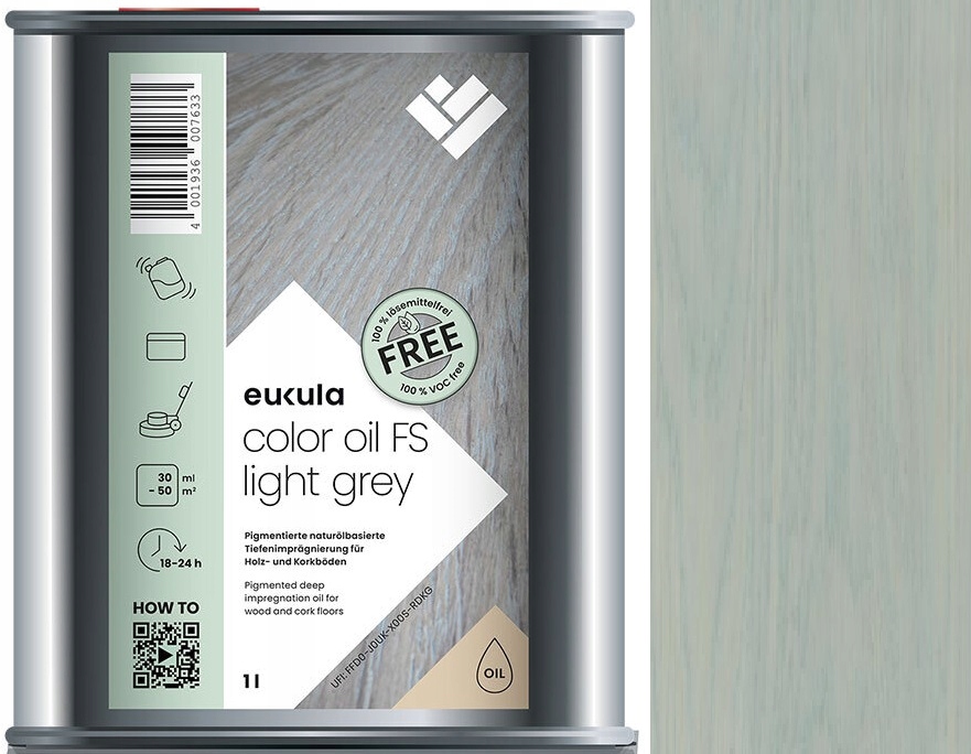 Eukula Color Oil Fs Light Grey Světle šedý 1L olej na dřevo