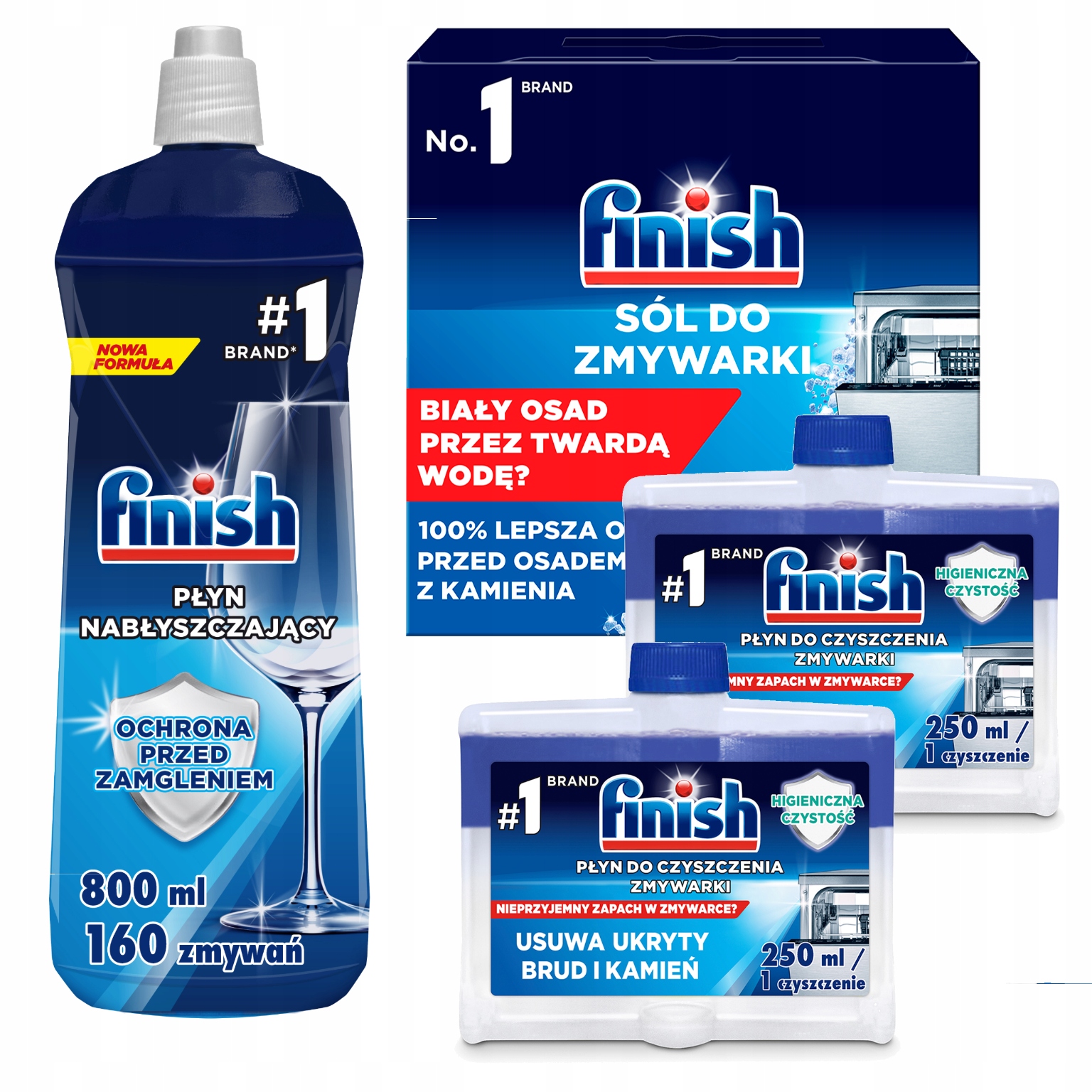 Levně Finish Sada na čištění myčky 4 Produkty: Sůl Čističe Leštidlo