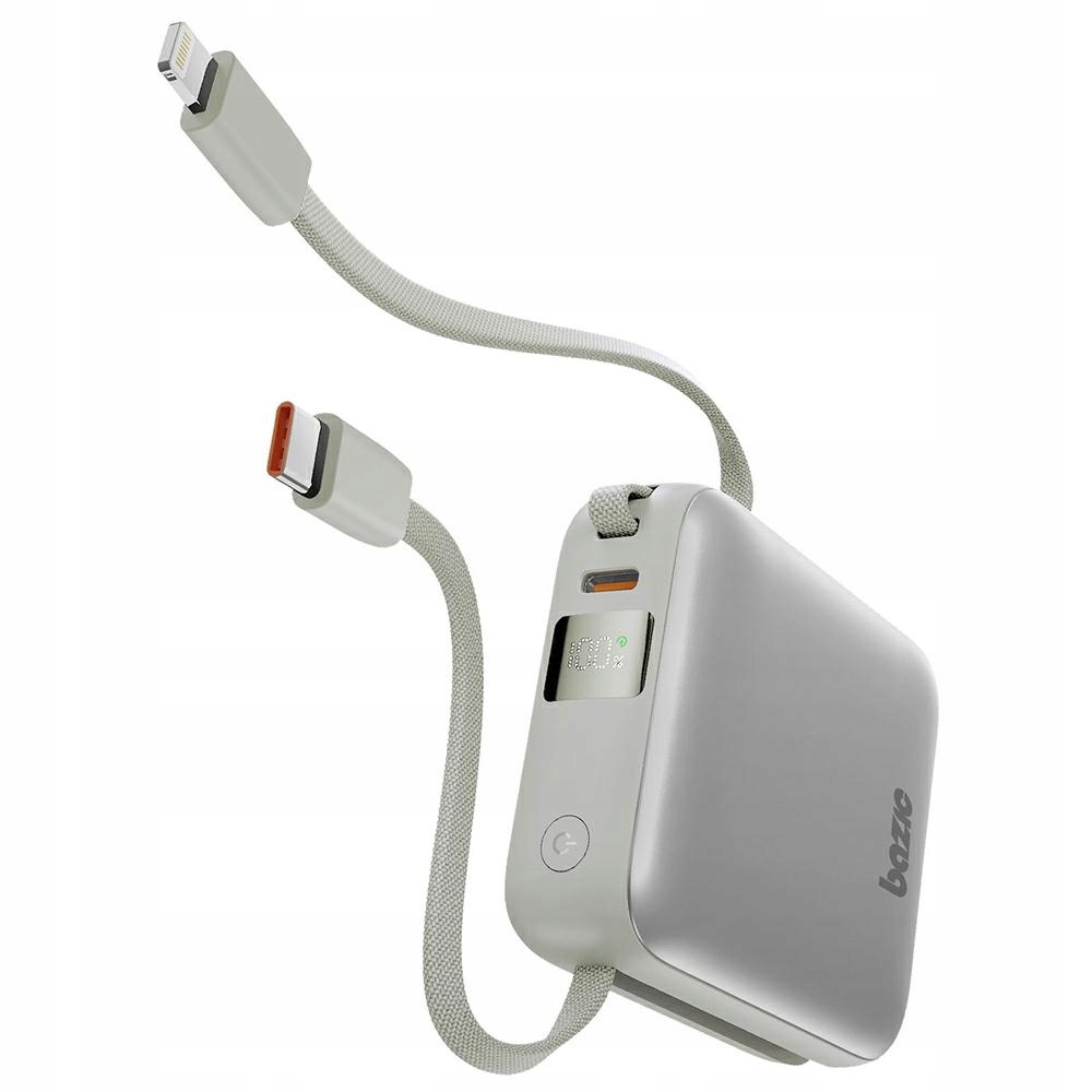 PowerBank 3v1 Bazic Fusion Mini 10000 mAh kábel USB-C/Lightning sivý