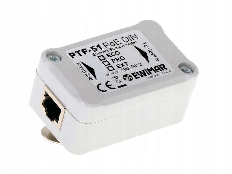 Zabezpečenie Lan série Pro pre Din lištu Ewimar PTF-51-PRO/PoE/DIN