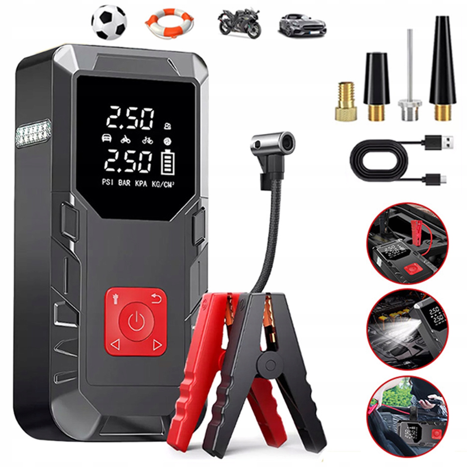 Startovací zařízení Jump Starter Booster Usměrňovač Startér Powerbanka