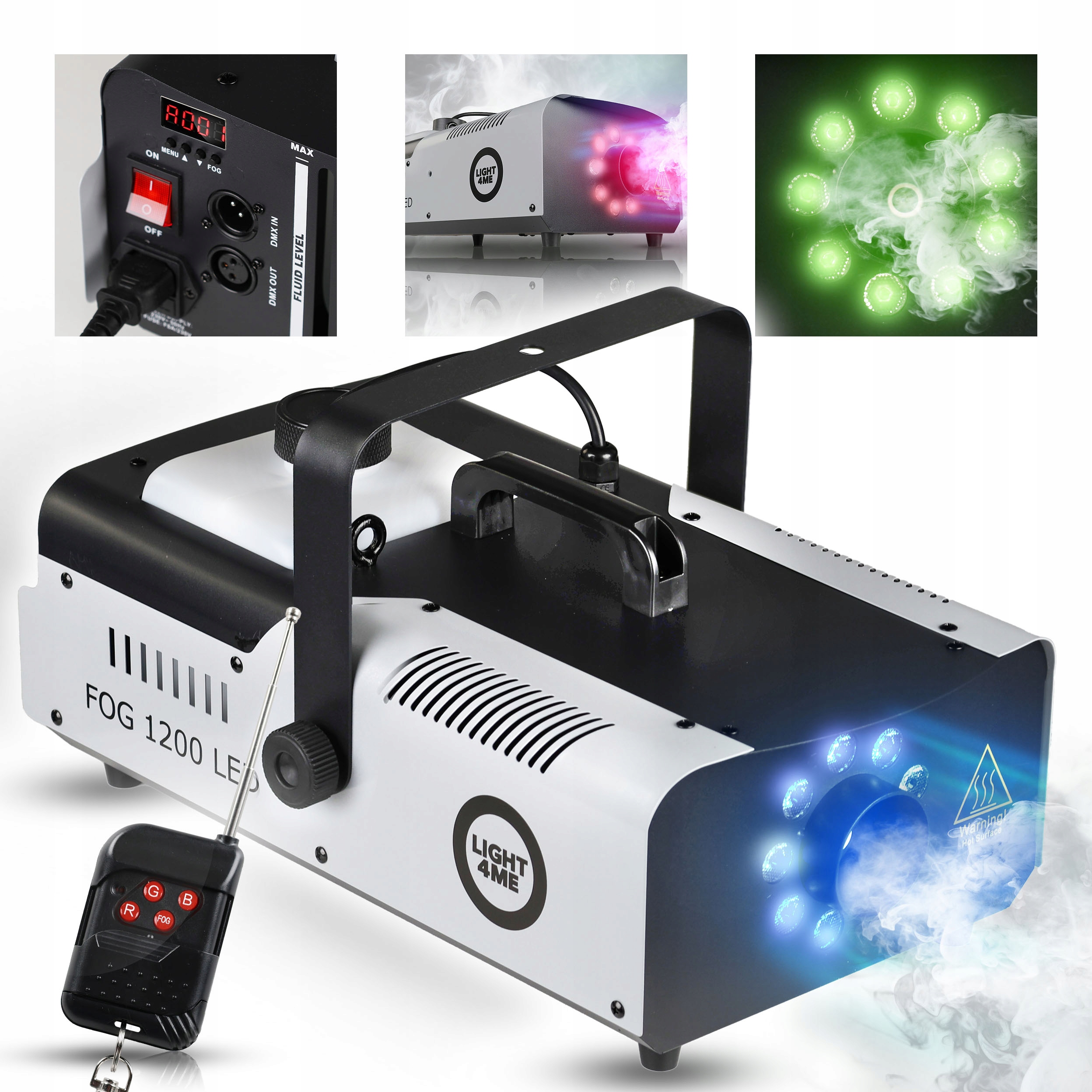 Výrobník Kouře, Mlha, Kouřový Stroj LIGHT4ME Fog 1200 Led Rgb 1200W Dálkové Ovládání
