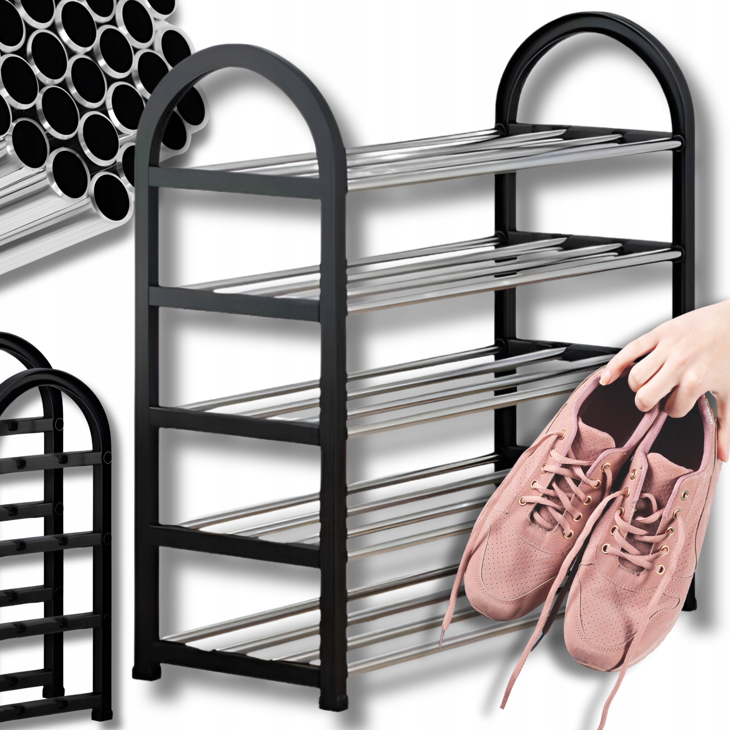 SZAFKA NA BUTY PÓŁKA REGAŁ STABILNY STOJAK MOBILNY SKŁADANY 4 RZĘDY