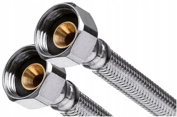 WĘŻYK PRZYŁĄCZENIOWY DO BATERII W OPLOCIE INOX GW 1/2" DŁUGOŚĆ 120 cm MOCNY