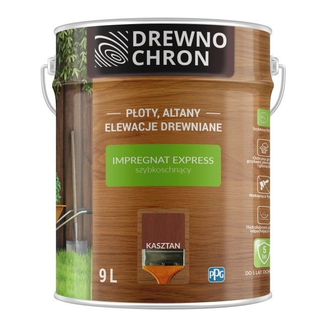 Drewnochron Impregnat Express Ogród 9l Kasztan