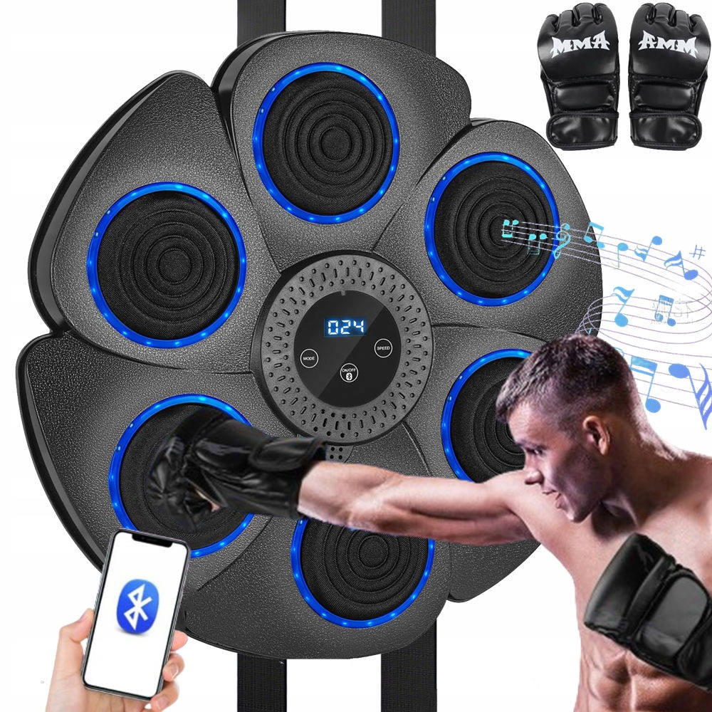 Elektroniczna Tarcza Bokserska Na Ścianę Z Bluetooth 18 Prędkości +rękawice