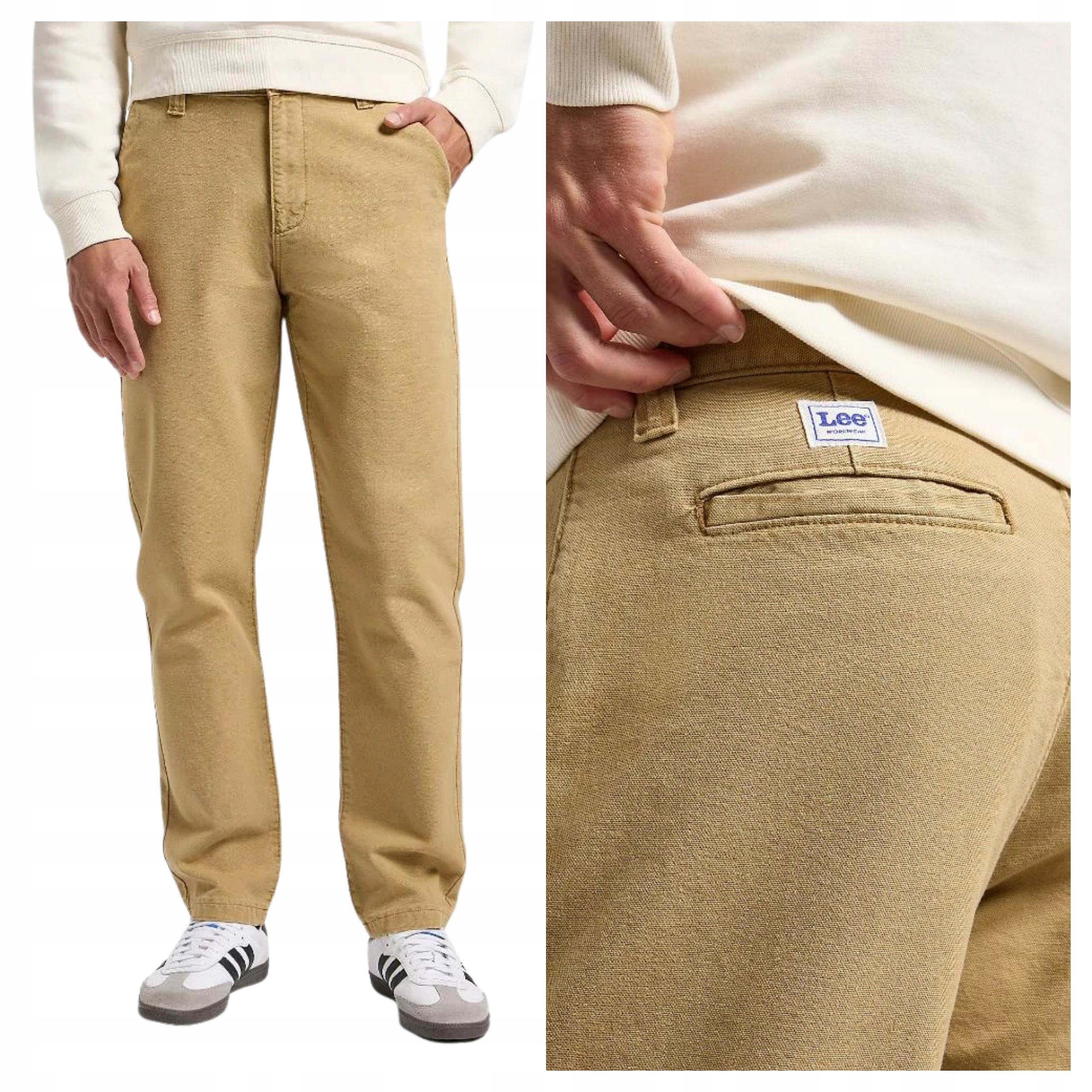 Pánské kalhoty Lee Chino Relaxed Loose Fit Béžová Oscar Khaki W34 L32