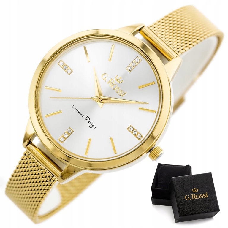 ZEGAREK DAMSKI G. ROSSI SELENA cyfry mesh +PUDEŁKO +GRAWERf