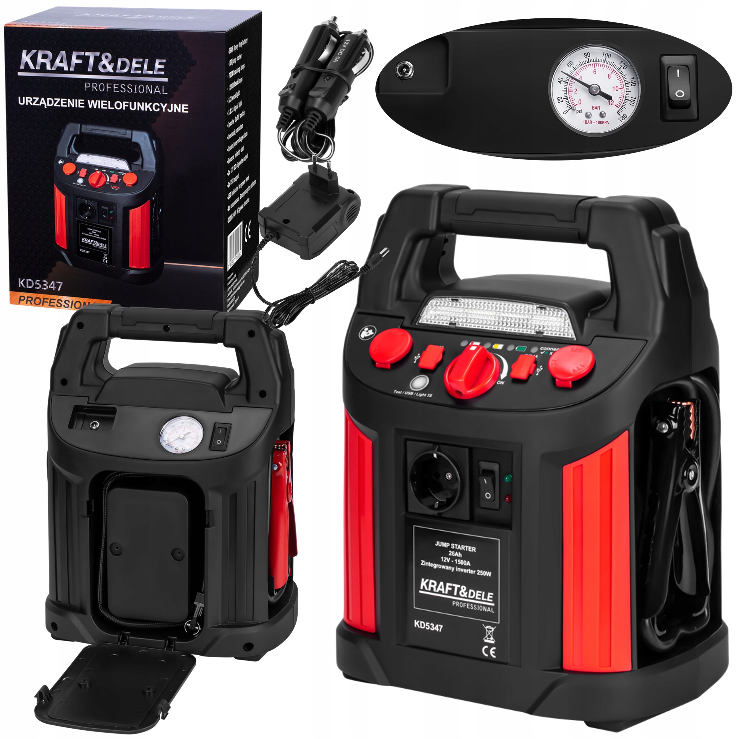 Jump-starter Štartovací Štart 1200/700A 26Ah 12V Invertor Osvetlenie