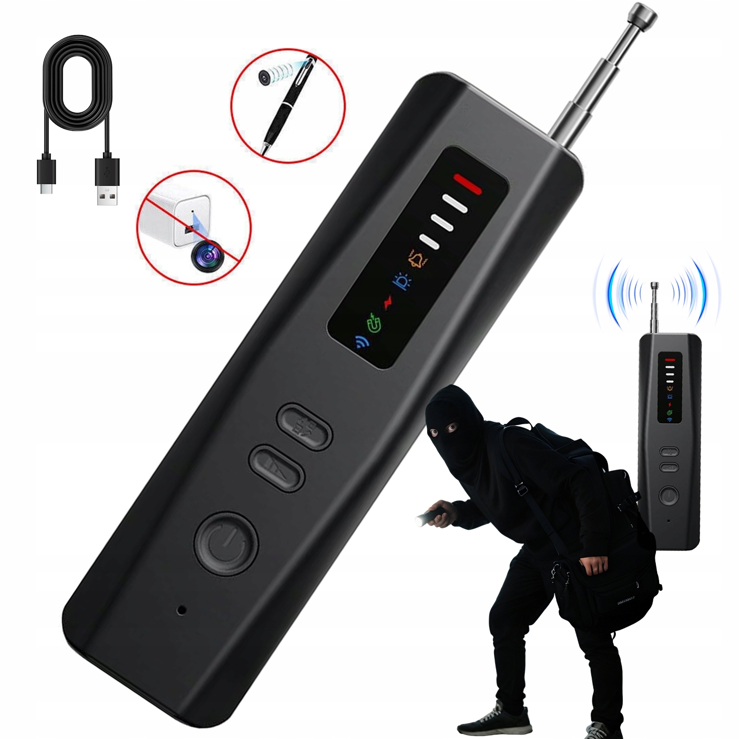Detektor Gps Kamer Pro Odposlechy A 4 Citlivosti 5 Režimů 360° Skenování 15 M