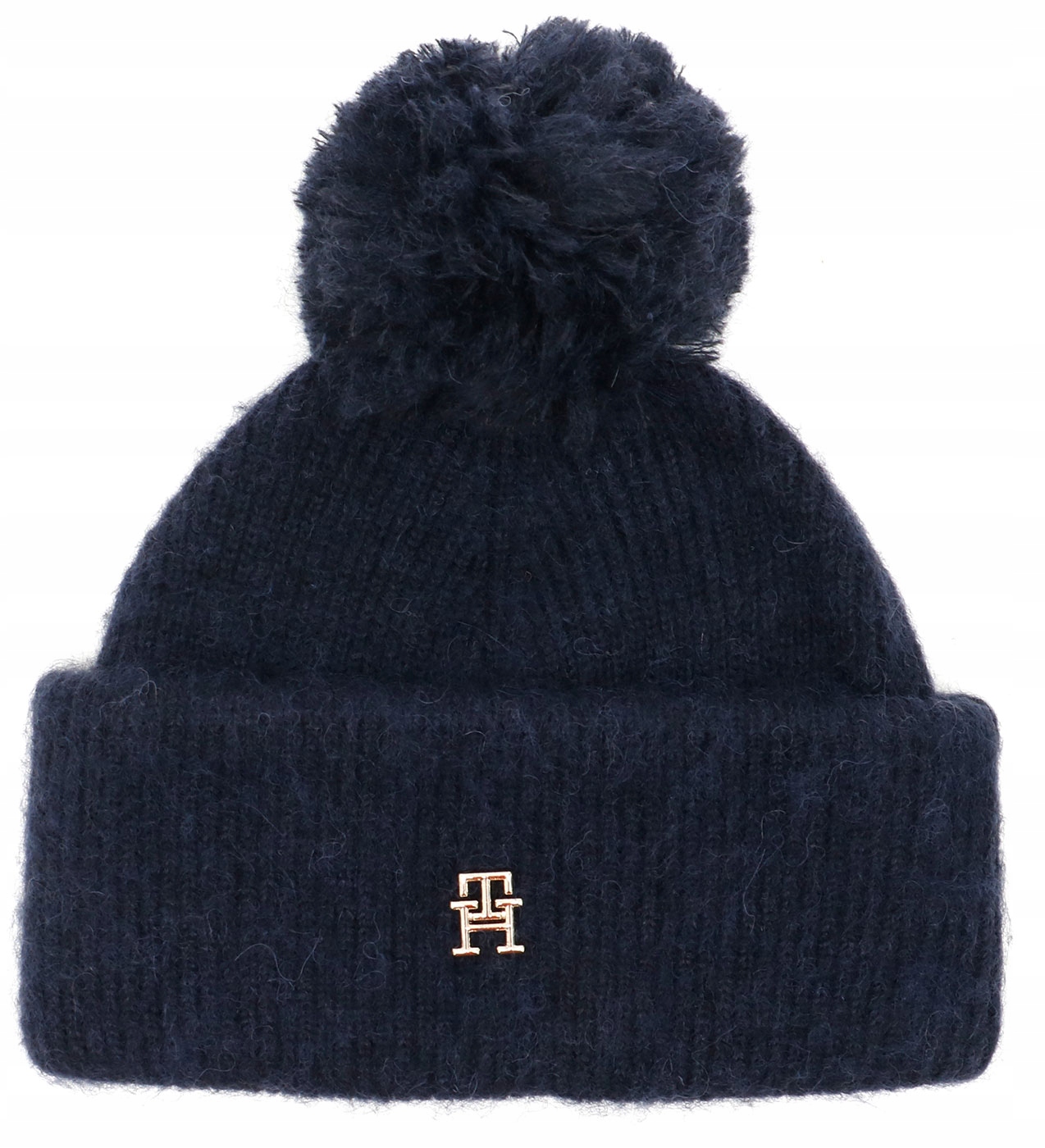 Tommy Hilfiger čepice s bambulí, s vlnou, tmavě modrá