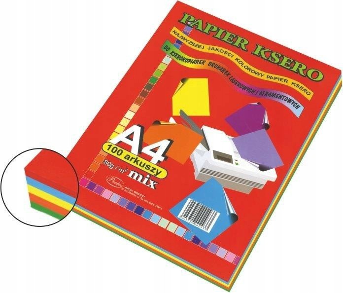 

Papier kolorowy ksero A4 80g 100 szt. mix Protos