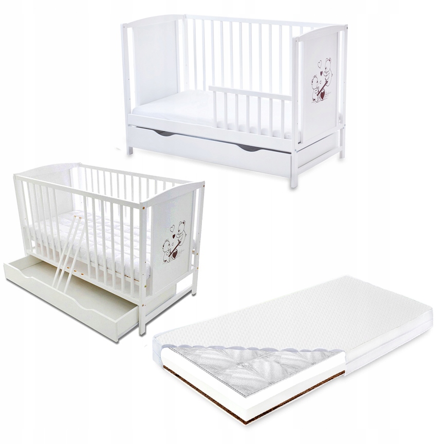 

Łóżeczko z szufladą Bajka Barierka materac Gpk