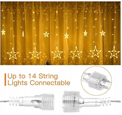 GLOBALINK Lampki Kurtyna Gwiazdki 138 LED 8 Trybów — miniatura 3