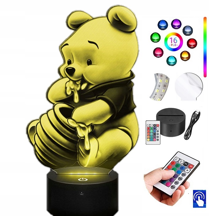 Lampka Nocna Kubuś Puchatek 16 kolorów LED PLEXIDO