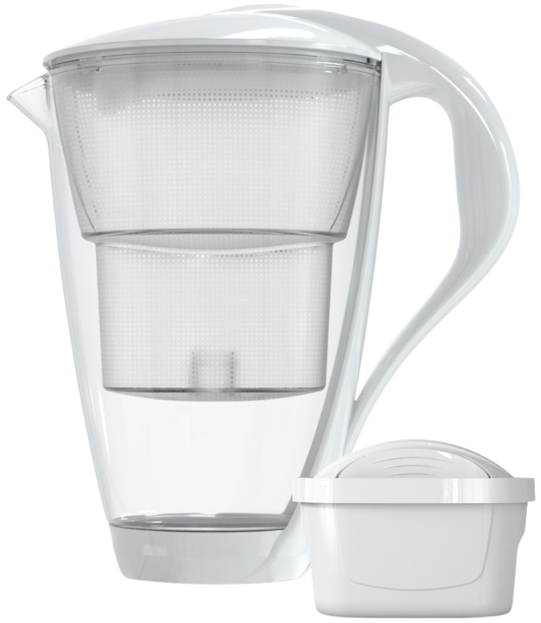 Dafi Szklany dzbanek filtrujący biały Crystal Led wkład Unimax 2 L