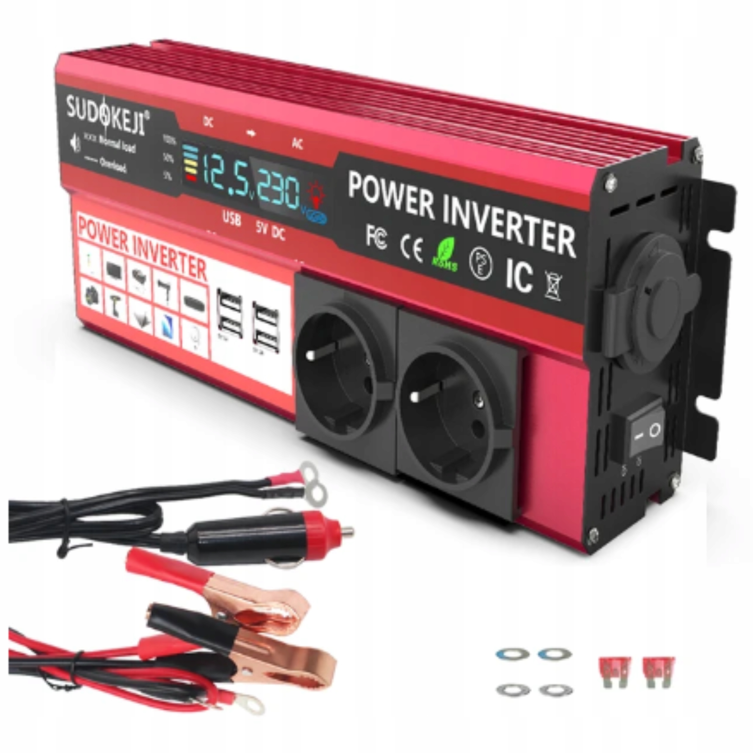 Automobilový menič 12V do 230V Dc-ac 800W/4000W Sinus Prúd Inverter