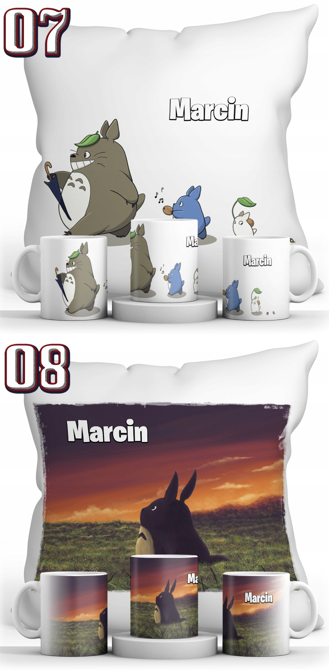 ZESTAW TOTORO KUBEK + PODUSZKA + IMIE Marka Resolid