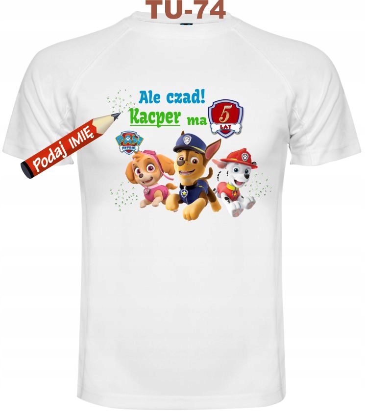 

Koszulka 5 Urodziny Paw Patrol imię 122-128 cm