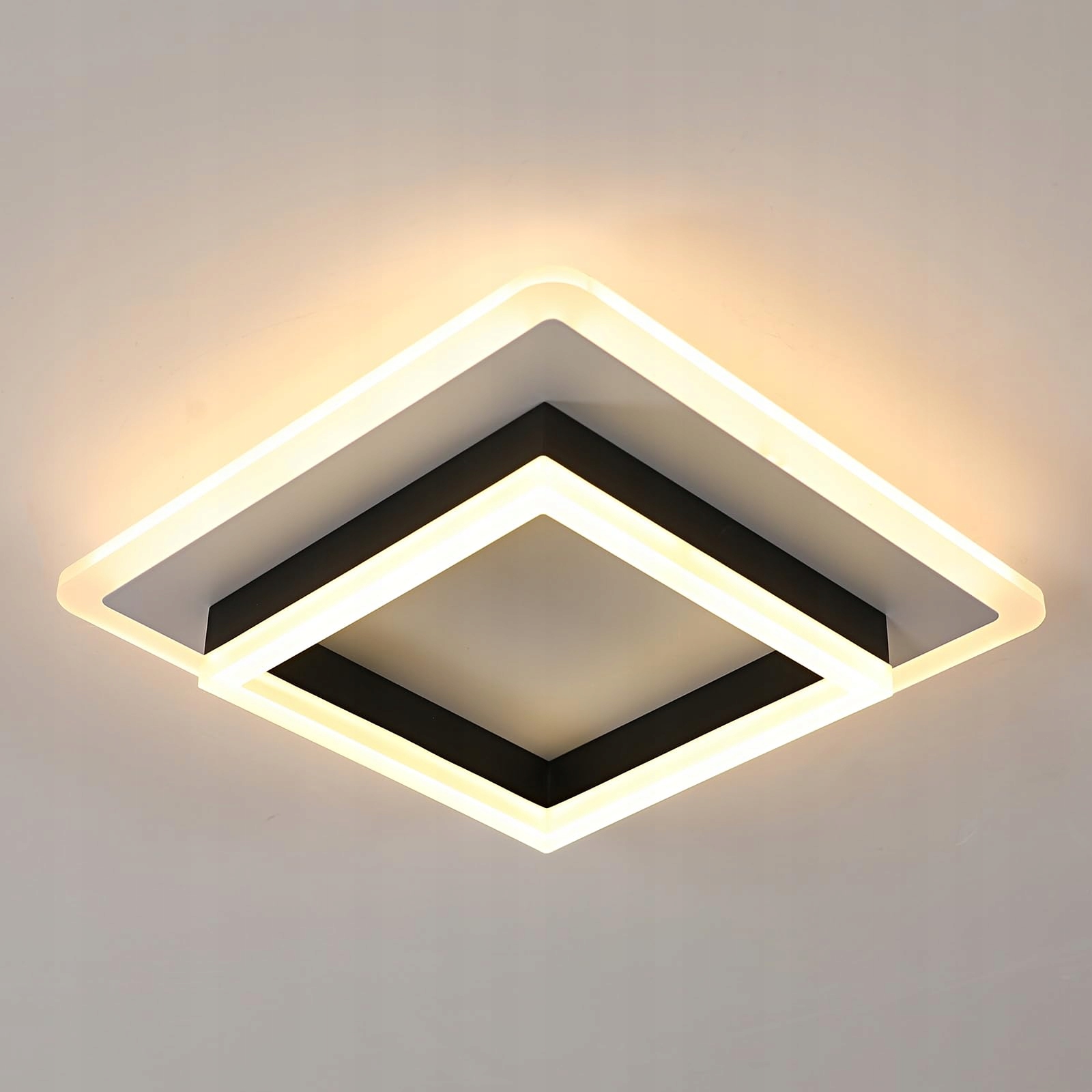 Lampa Sufitowa Led Plafon Podtynkowy Czarna Kwadrat Nowoczesny 24W 3500K