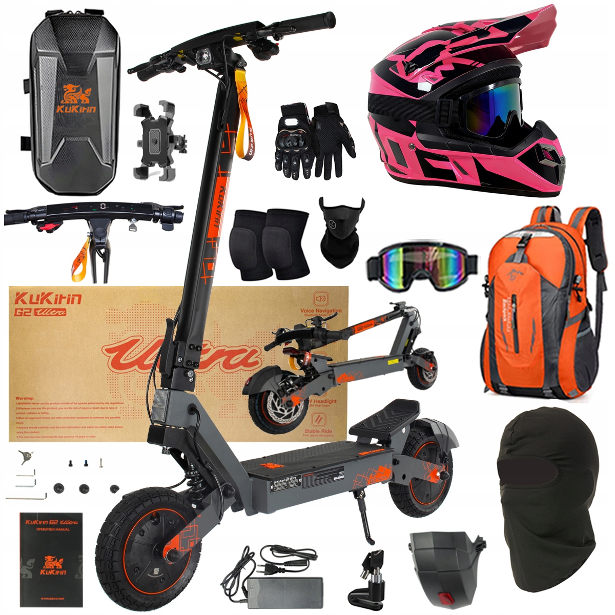 Kukirin G2 Ultra elektrické vozidlo 2000W 55km/h 55KM 48V18Ah 10" dárky