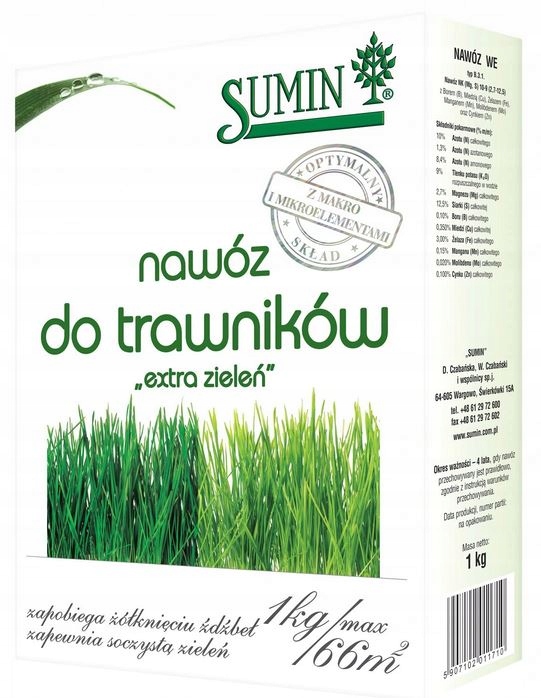 

Sumin Do Trawników Extra Zieleń 1KG Nawóz Trawy