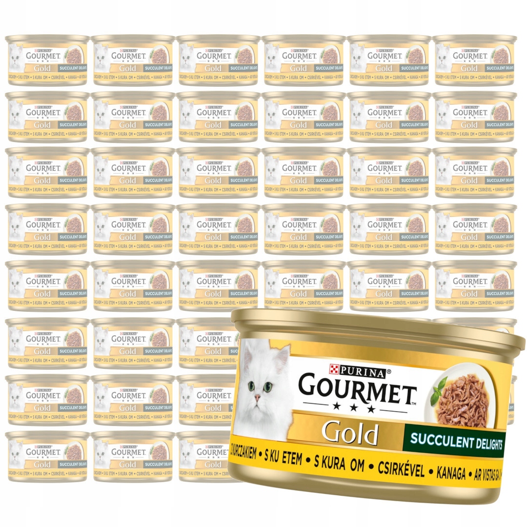 Levně Purina Gourmet Gold Succulent Delights s kuřecím masem Vlhké Krmivo pro kočky 48 x 85 g