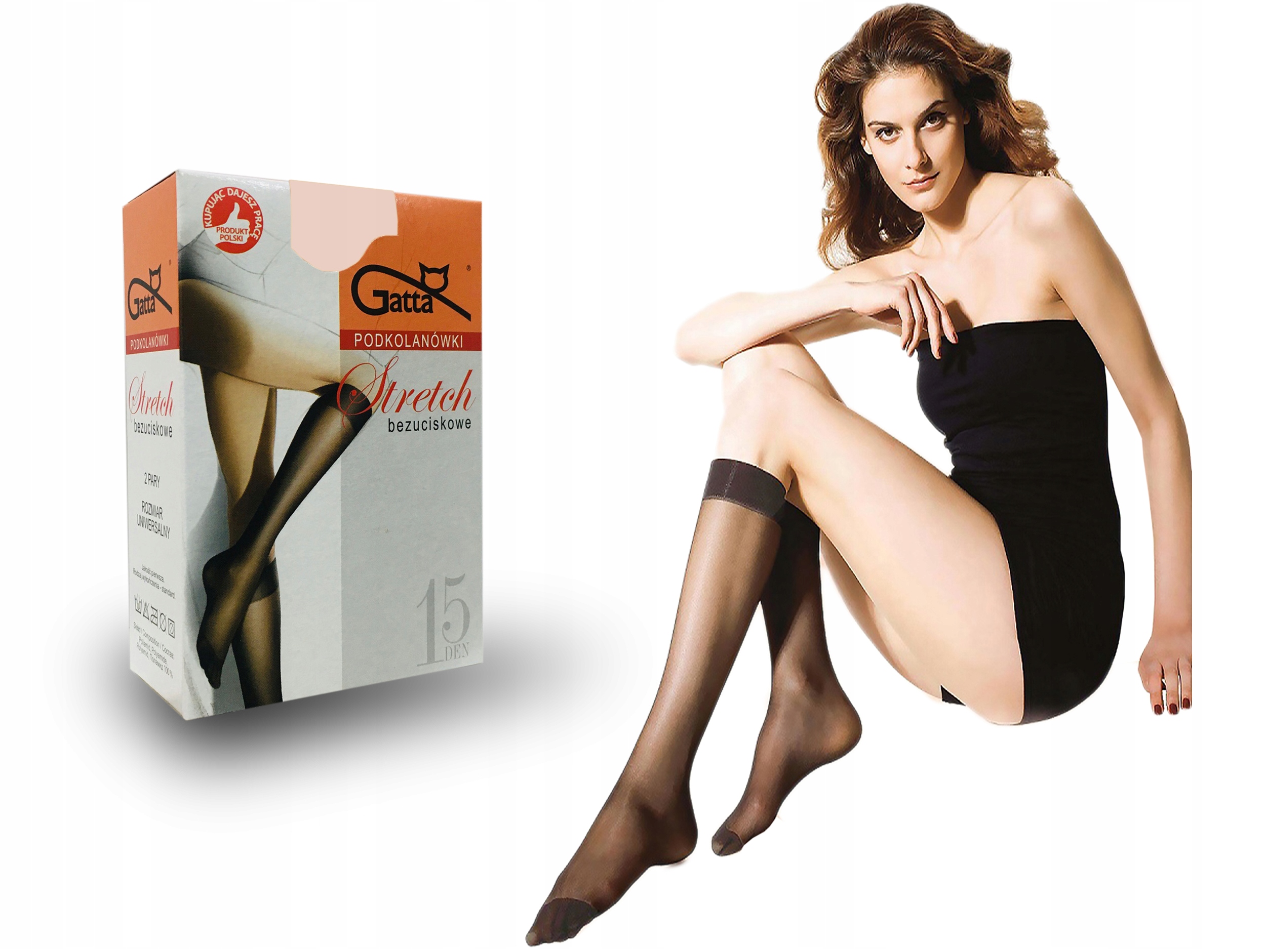 

Podkolanówki Gatta stretch, 15 den, 2 pary natural