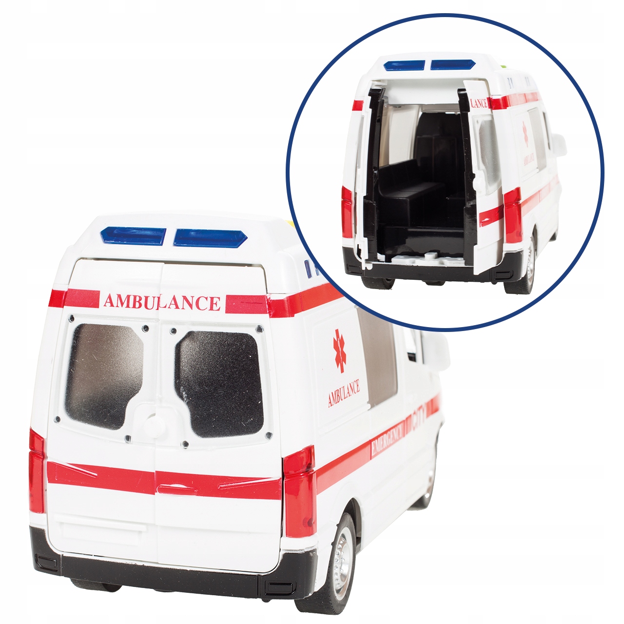 KRANKENWAGEN AUTO NOTDIENST mit Sound und Licht FAHREN Material Kunststoff