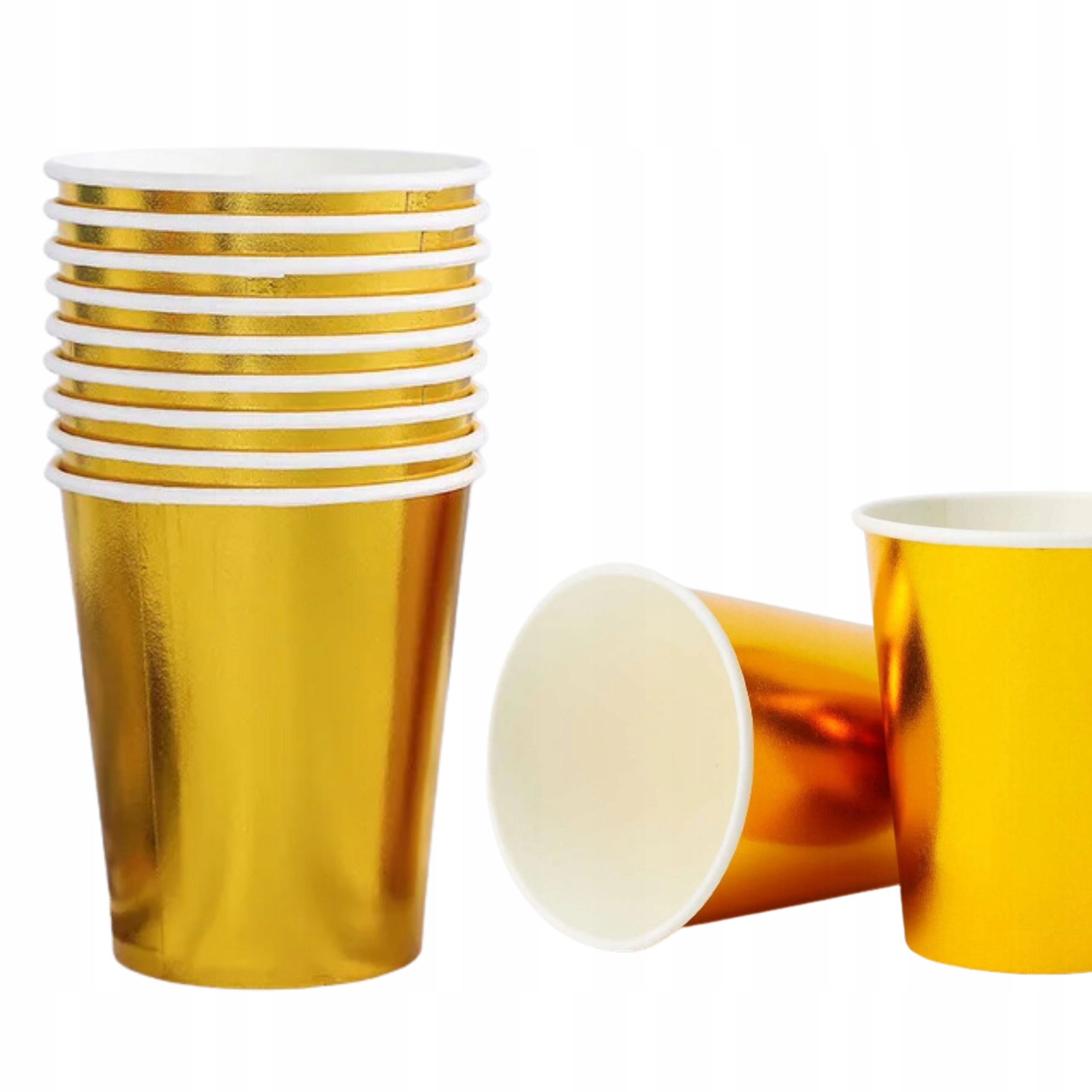 KUBKI KUBECZKI PAPIEROWE ZŁOTE URODZINY DEKORACJA IMPREZA 6 SZTUK