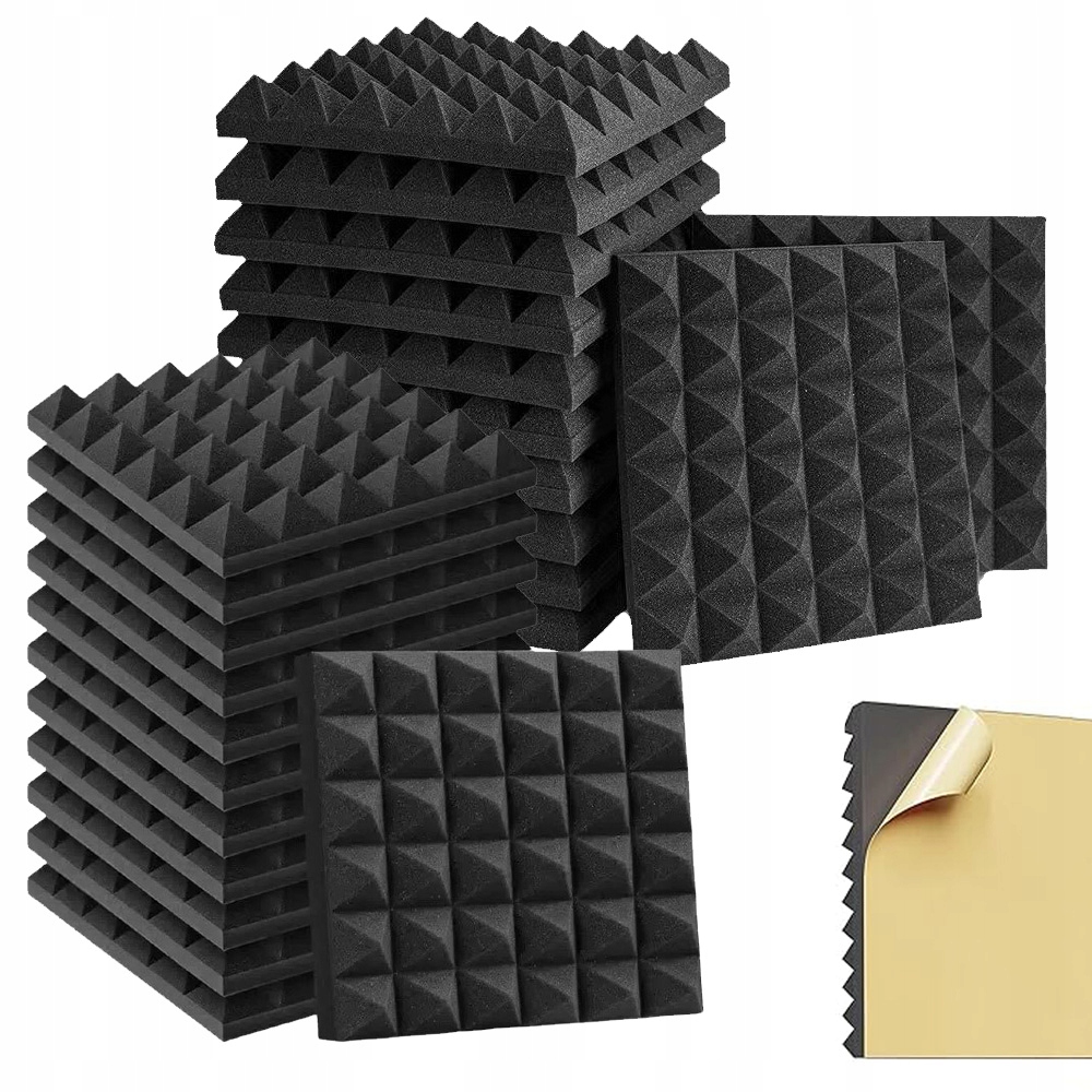 24KS Akustické Samolepicí Pěnové Panely Akustická Pyramida 30*30*5 CM
