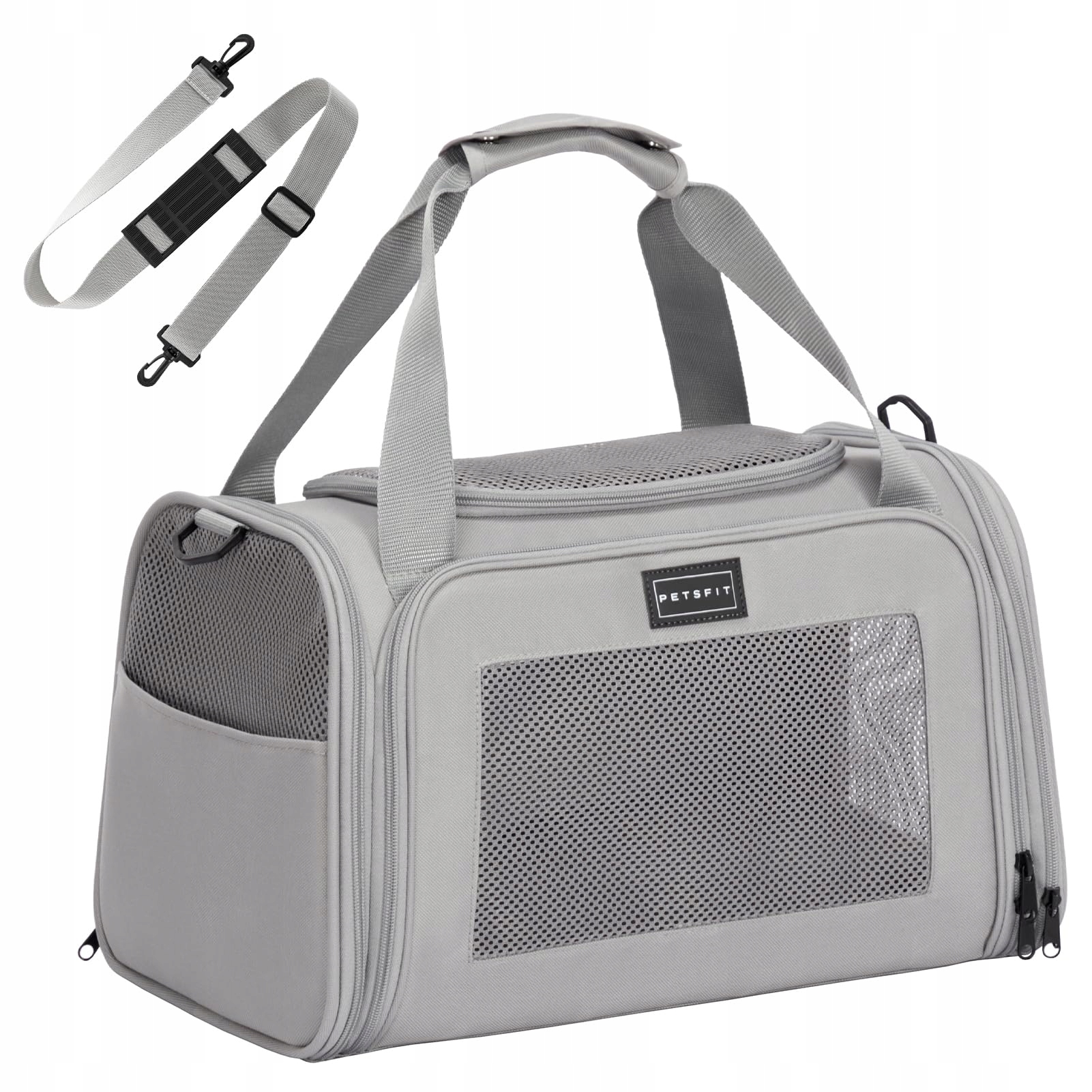 Petsfit Přepravka pro malé psy a kočky, světle šedá